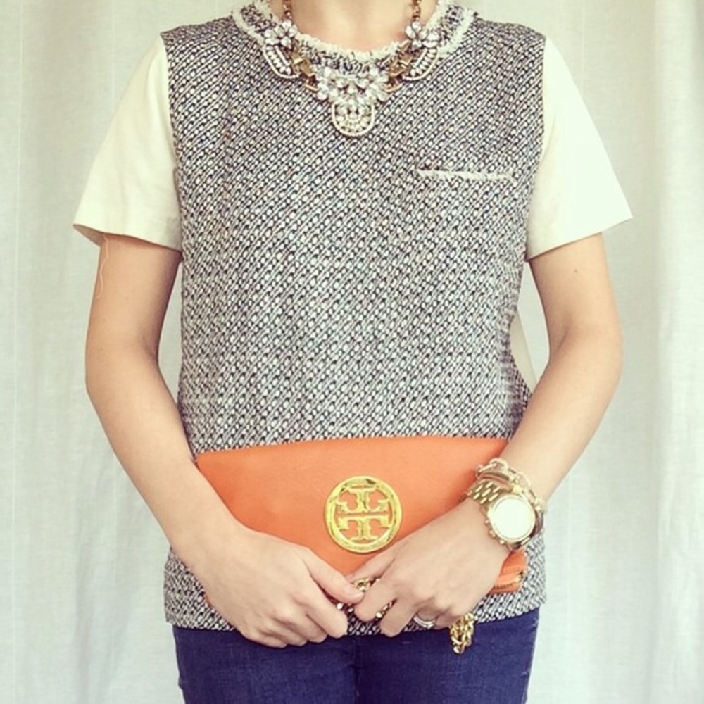 J. CREW - Silk Blend Tweed front T-shirt, Small - Picture 5 of 5